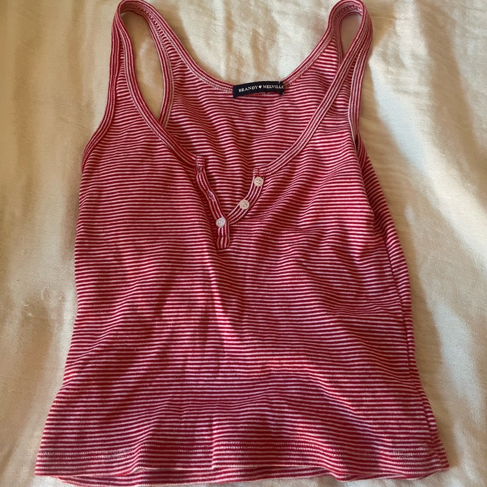 Brandy Melville Red and White striped shirt